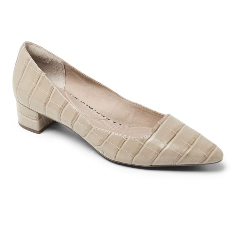 ROCKPORT - WOMEN'S TOTAL MOTION GRACIE HEEL-DESERT SAND CROCO