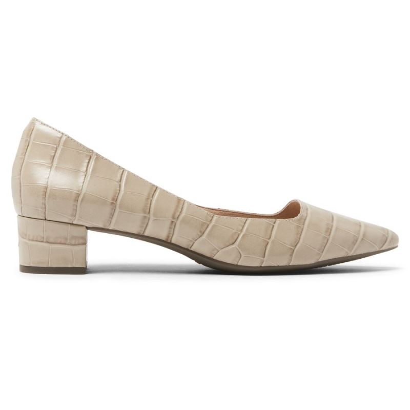 ROCKPORT - WOMEN'S TOTAL MOTION GRACIE HEEL-DESERT SAND CROCO