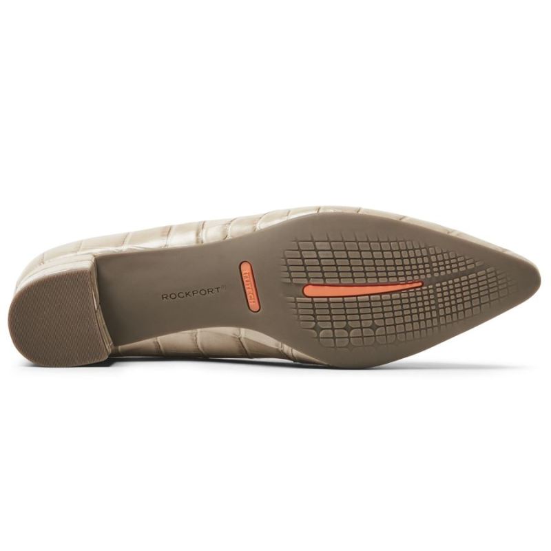 ROCKPORT - WOMEN'S TOTAL MOTION GRACIE HEEL-DESERT SAND CROCO