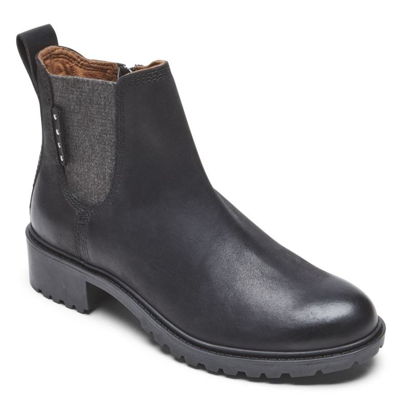 ROCKPORT - WOMEN'S COBB HILL WINTER CHELSEA BOOT-WATERPROOF-BLACK