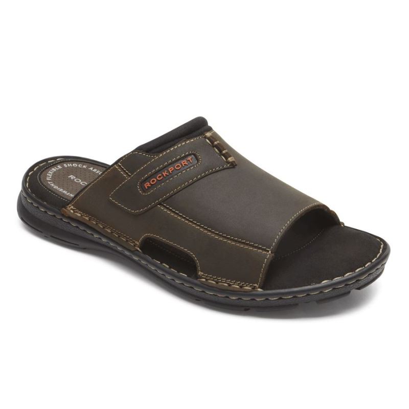 ROCKPORT - MEN'S DARWYN 2 SLIDE SANDAL-BROWN II LEA