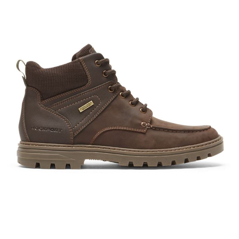 ROCKPORT - MEN'S WEATHER READY MOC TOE BOOT-WATERPROOF-JAVA LEATHER/SUEDE