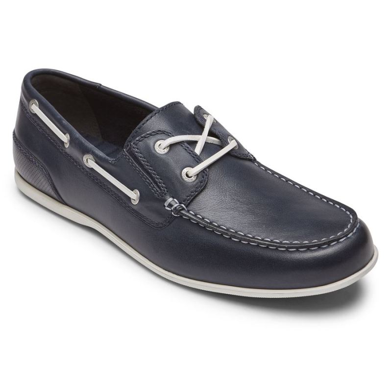 ROCKPORT - MEN'S MALCOM CAMP BOAT SHOE-NEW DRESS BLUES