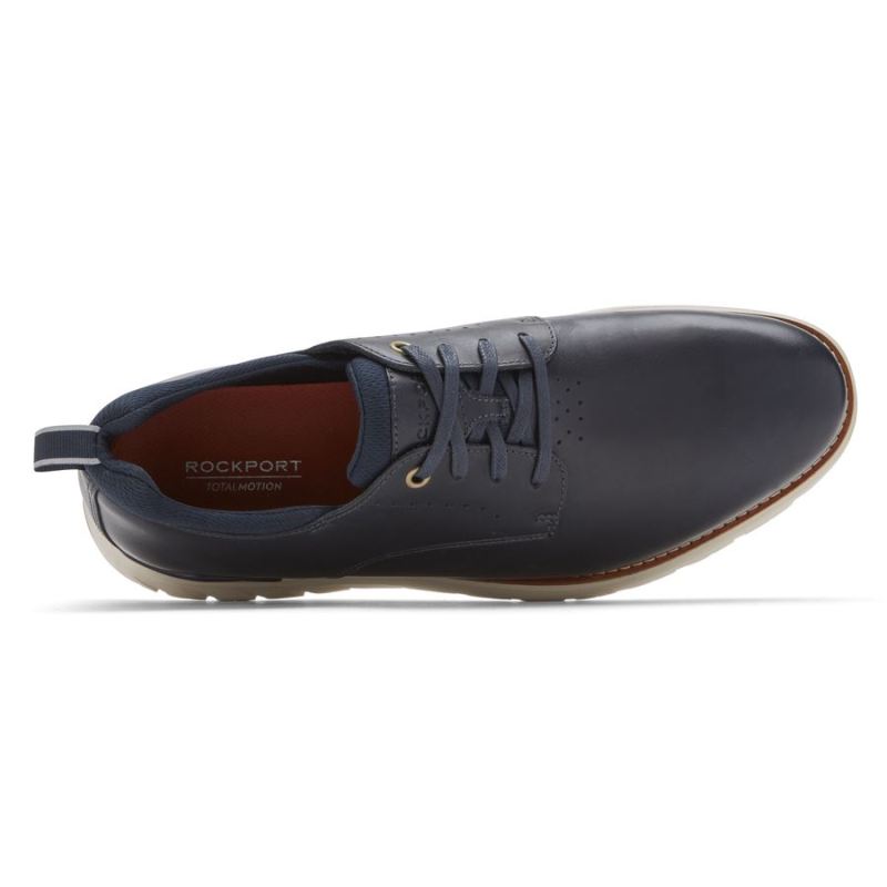 ROCKPORT - MEN'S TOTAL MOTION SPORT PLAIN TOE OXFORD-NEW DRESS BLUES