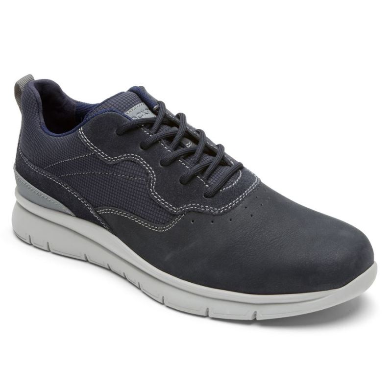 ROCKPORT - MEN'S STEWART PLAIN TOE SNEAKER-NAVY NUBUCK SUEDE MESH