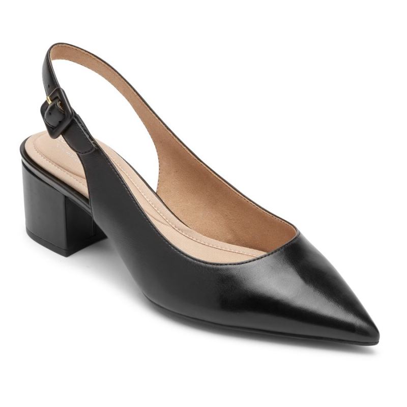 ROCKPORT - WOMEN'S TOTAL MOTION NOELLE SLINGBACK HEEL-BLACK LEATHER