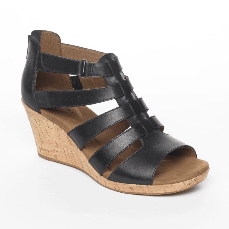 ROCKPORT - BRIAH GLADIATOR SANDAL-BLACK LEATHER