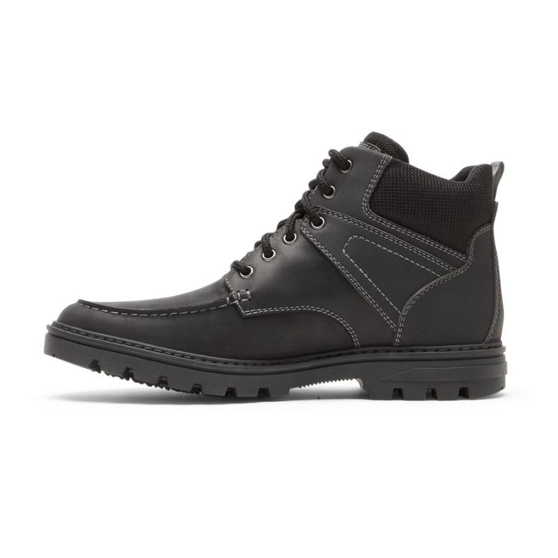 ROCKPORT - MEN'S WEATHER READY MOC TOE BOOT-WATERPROOF-BLACK LEATHER/SUEDE