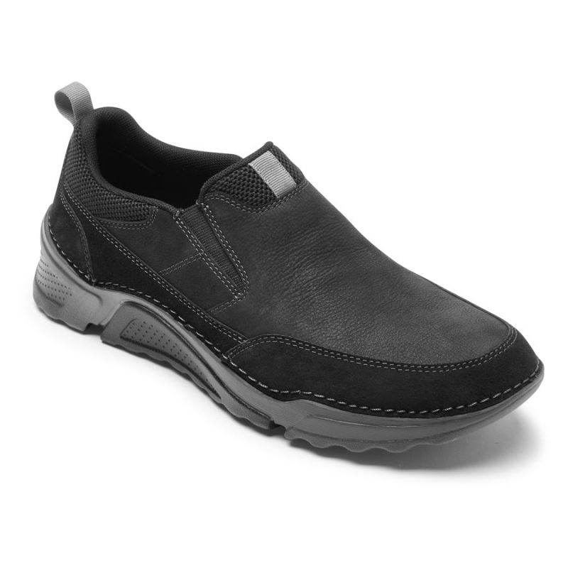 ROCKPORT - MEN'S ROCSPORTS SLIP-ON-BLACK LEATHER/NUBUCK