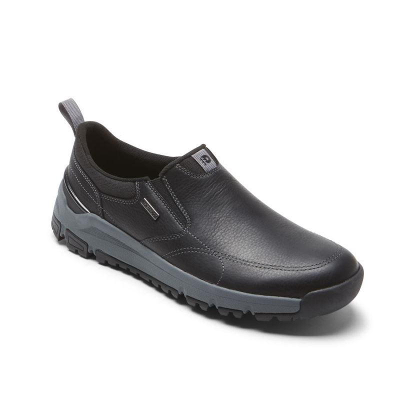 ROCKPORT - MEN'S GLASTONBURY SLIP-ON-WATERPROOF-BLACK LEATHER/SUEDE