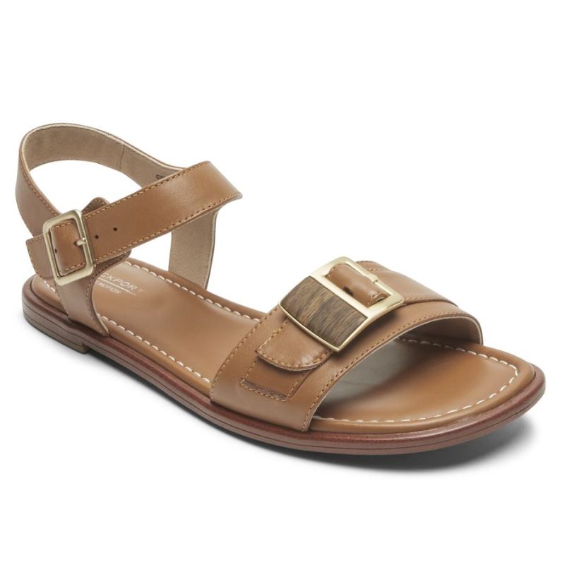 ROCKPORT - WOMEN'S TOTAL MOTION ZADIE BUCKLE SANDAL-CUMIN LEATHER