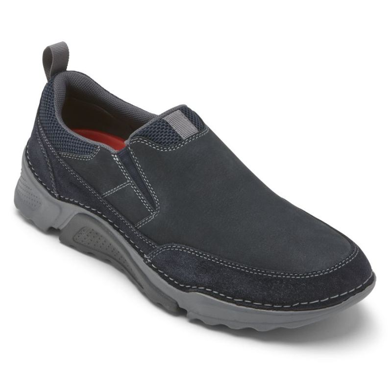 ROCKPORT - MEN'S ROCSPORTS SLIP-ON-NAVY LEATHER/MESH