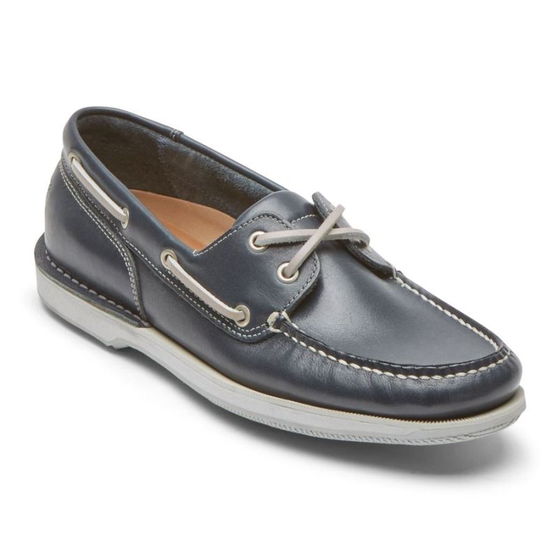 ROCKPORT - MEN'S PERTH BOAT SHOE-NAVY LEATHER