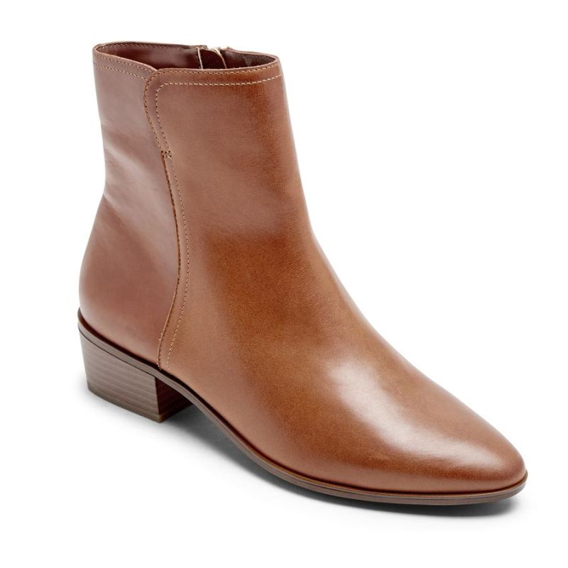 ROCKPORT - WOMEN'S GEOVANA MID BOOT-TAN LEATHER WATERPROOF