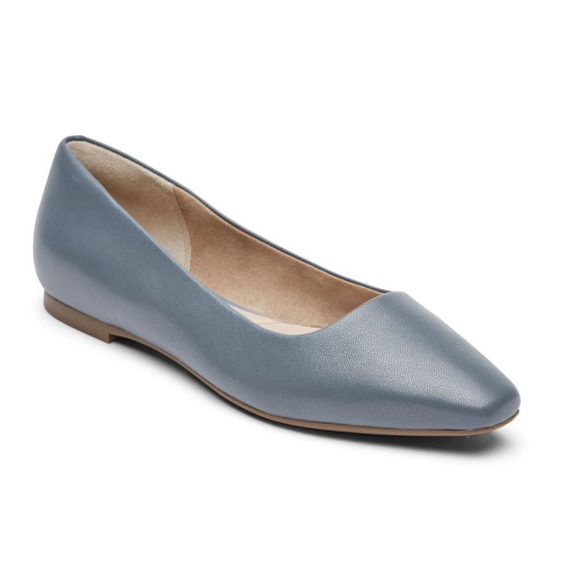ROCKPORT - WOMEN'S TOTAL MOTION LAYLANI PLAIN BALLET FLAT-BLUE SLATE