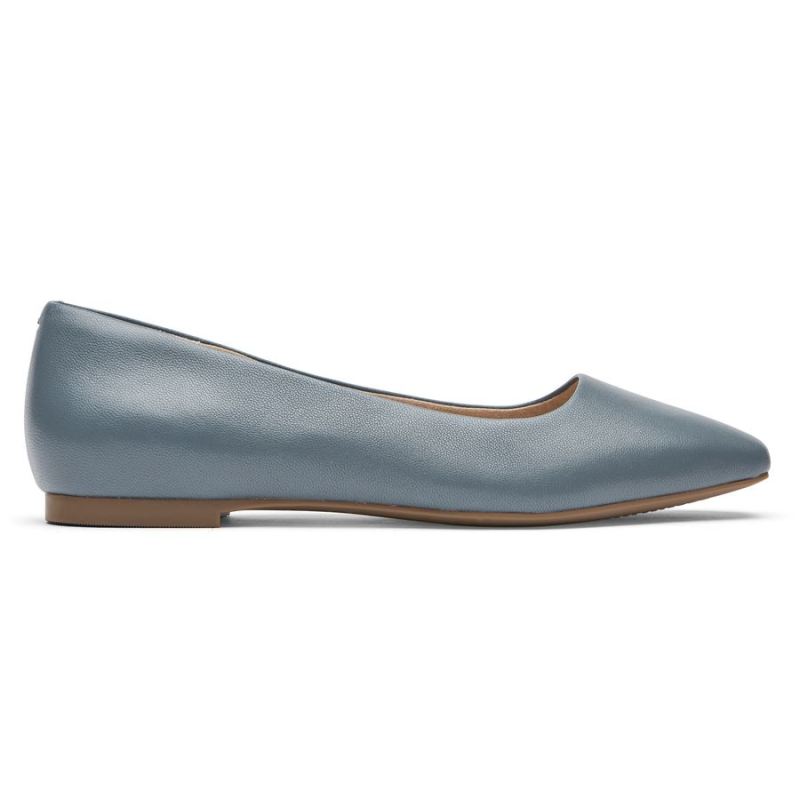 ROCKPORT - WOMEN'S TOTAL MOTION LAYLANI PLAIN BALLET FLAT-BLUE SLATE
