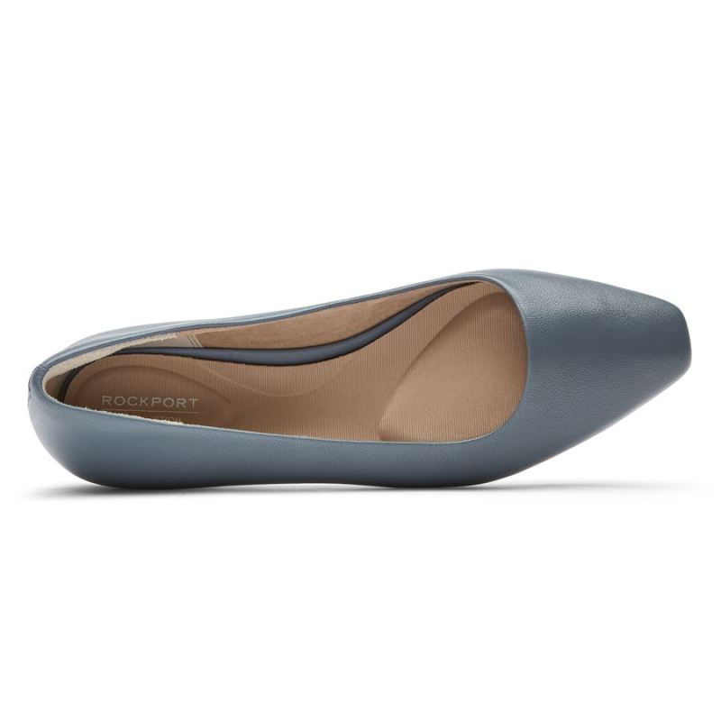ROCKPORT - WOMEN'S TOTAL MOTION LAYLANI PLAIN BALLET FLAT-BLUE SLATE