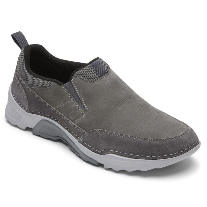 ROCKPORT - MEN'S ROCSPORTS SLIP-ON-STEEL GREY LEATHER/SUEDE