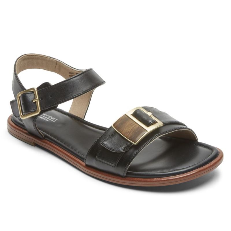 ROCKPORT - WOMEN'S TOTAL MOTION ZADIE BUCKLE SANDAL-BLACK