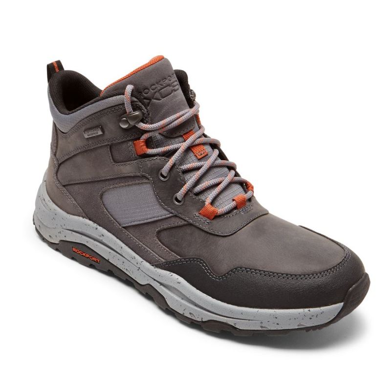 ROCKPORT - MEN'S XCS PATHWAY MID BOOT-WATERPROOF-STEEL GREY LEATHER/SUEDE