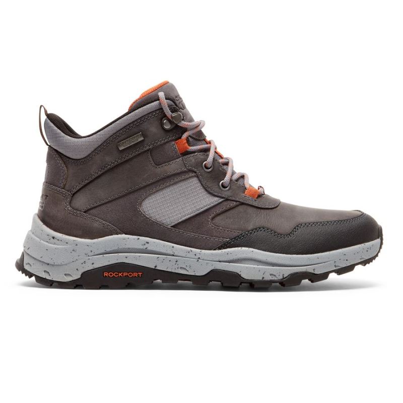 ROCKPORT - MEN'S XCS PATHWAY MID BOOT-WATERPROOF-STEEL GREY LEATHER/SUEDE