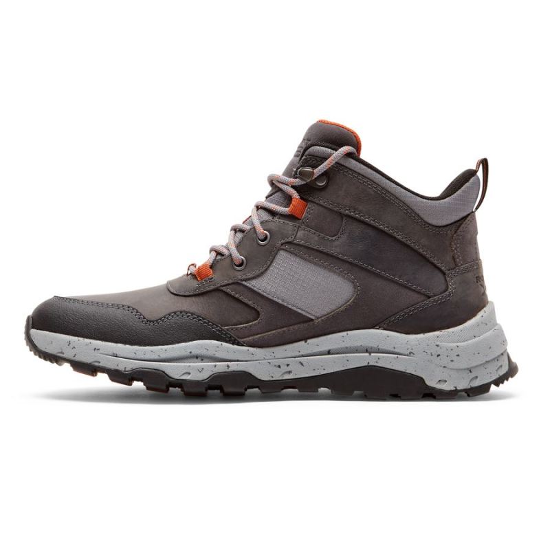 ROCKPORT - MEN'S XCS PATHWAY MID BOOT-WATERPROOF-STEEL GREY LEATHER/SUEDE