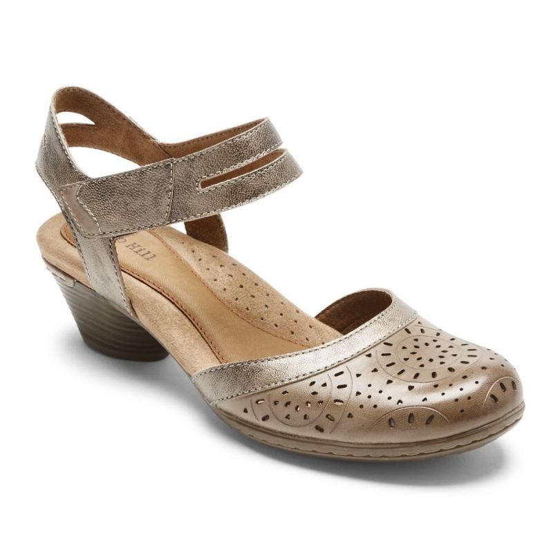 ROCKPORT - WOMEN'S COBB HILL LAUREL PERFORATED MARY JANE-TAUPE