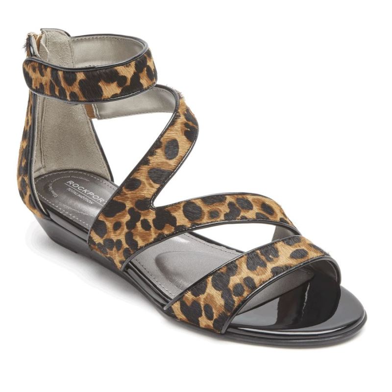 ROCKPORT - TOTAL MOTION ZANDRA STRAPPY SANDAL-TAN LEOPARD