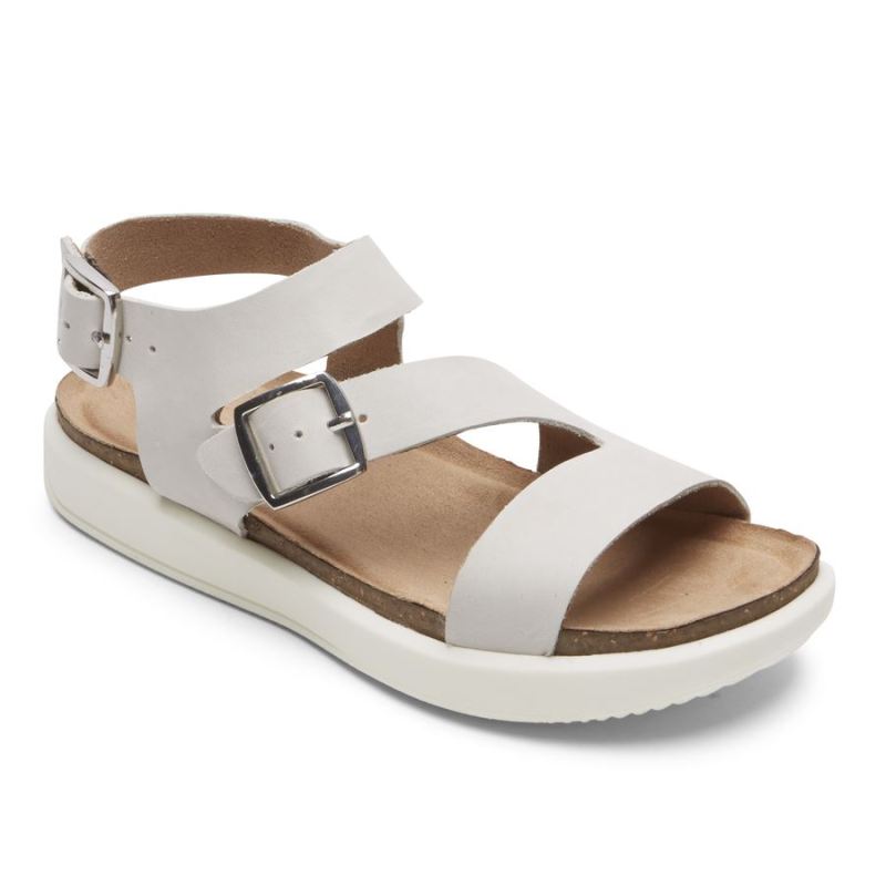 ROCKPORT - WOMEN'S KELLS BAY ASYMMETRICAL SANDAL-LIGHT GREY