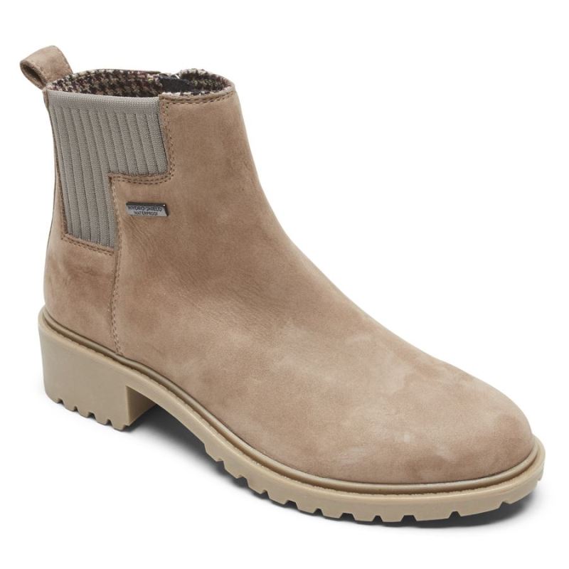 ROCKPORT - WOMEN'S RYLEIGH CHELSEA BOOT-WATERPROOF-TAUPE