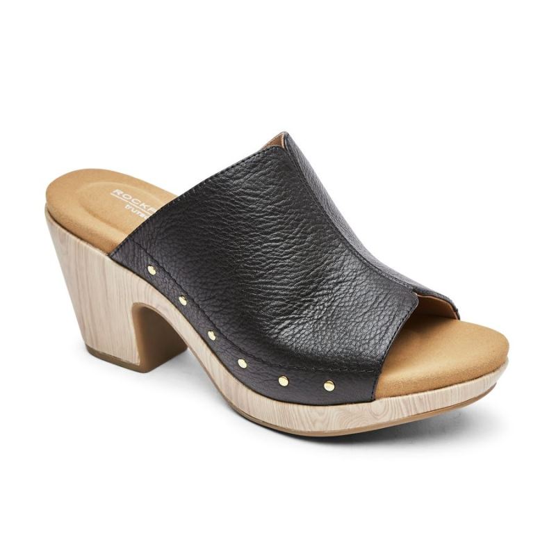 ROCKPORT - WOMEN'S VIVIANNE SLIDE SANDAL-BLACK STUDDED