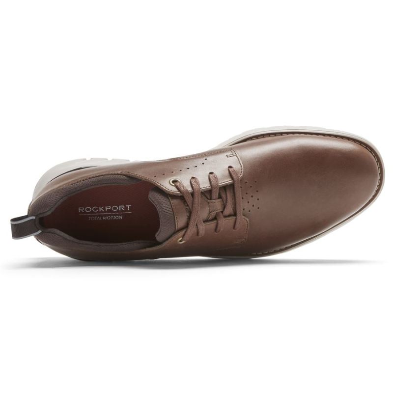 ROCKPORT - MEN'S TOTAL MOTION SPORT PLAIN TOE OXFORD-HAZELNUT