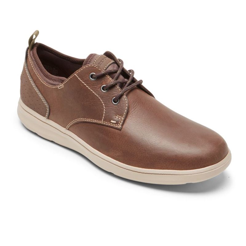 ROCKPORT - MEN'S BECKWITH PLAIN TOE OXFORD-SUDAN BROWN LEA/JAVA SDE