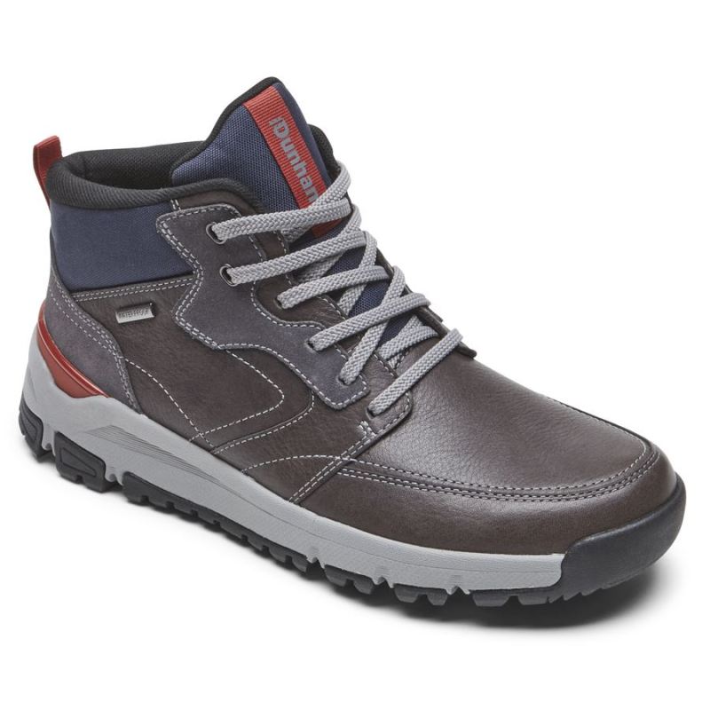 ROCKPORT - MEN'S GLASTONBURY MID-BOOT-WATERPROOF-STEEL GREY LEATHER/SUEDE