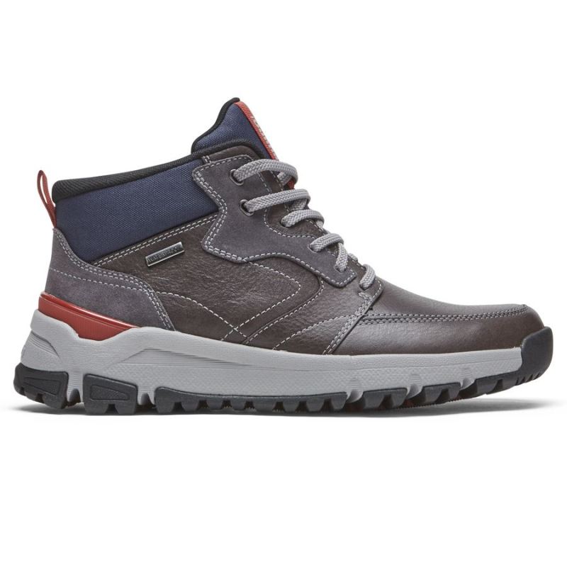 ROCKPORT - MEN'S GLASTONBURY MID-BOOT-WATERPROOF-STEEL GREY LEATHER/SUEDE