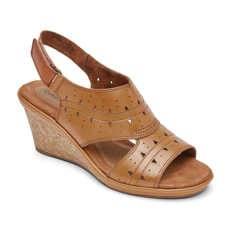 ROCKPORT - WOMEN'S COBB HILL JANNA PERFORATED SLINGBACK-TAN