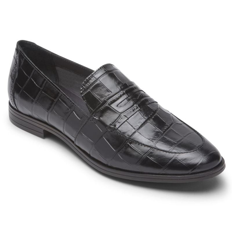 ROCKPORT - WOMEN'S PERPETUA PENNY LOAFER-BLACK CROC