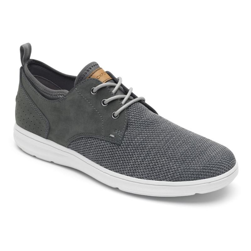 ROCKPORT - MEN'S ZADEN PLAIN TOE OXFORD-PEWTER NUBUCK/MESH