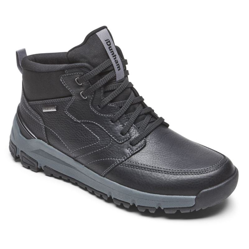 ROCKPORT - MEN'S GLASTONBURY MID-BOOT-WATERPROOF-BLACK LEATHER/SUEDE