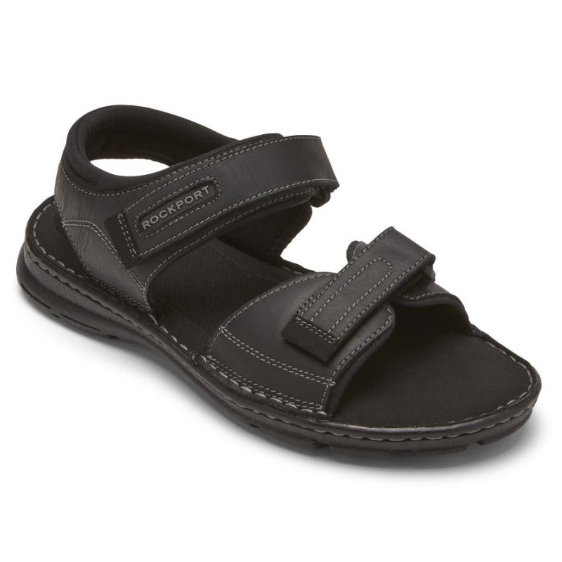 ROCKPORT - MEN'S DARWYN QUARTER-STRAP SANDAL-BLACK LEATHER 2