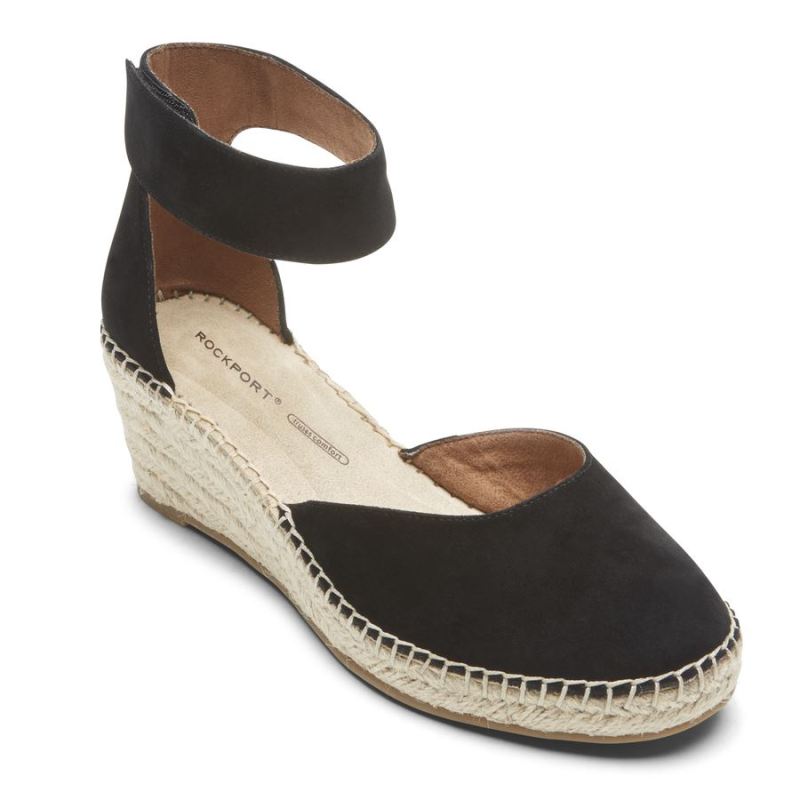ROCKPORT - WOMEN'S MARAH ANKLE STRAP WEDGE SANDAL-Black