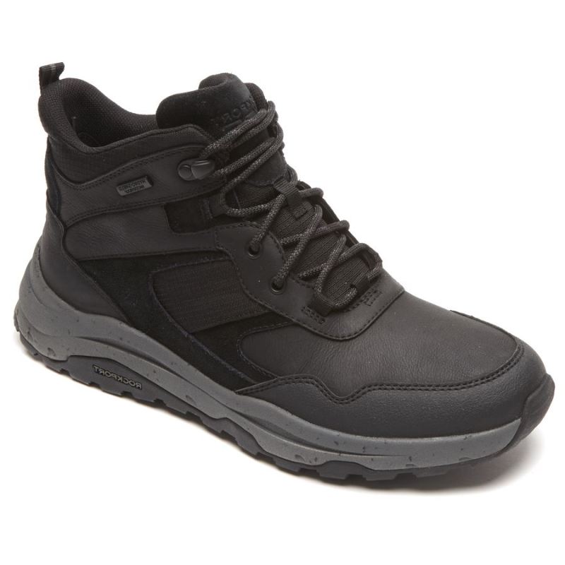 ROCKPORT - MEN'S XCS PATHWAY MID BOOT-WATERPROOF-BLACK LEATHER/SUEDE