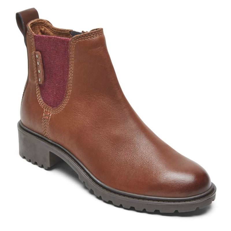 ROCKPORT - WOMEN'S COBB HILL WINTER CHELSEA BOOT-WATERPROOF-BROWN