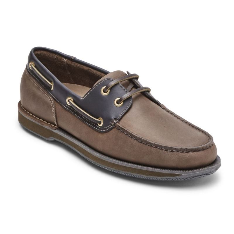 ROCKPORT - MEN'S PERTH BOAT SHOE-CHOCOLATE/BARK