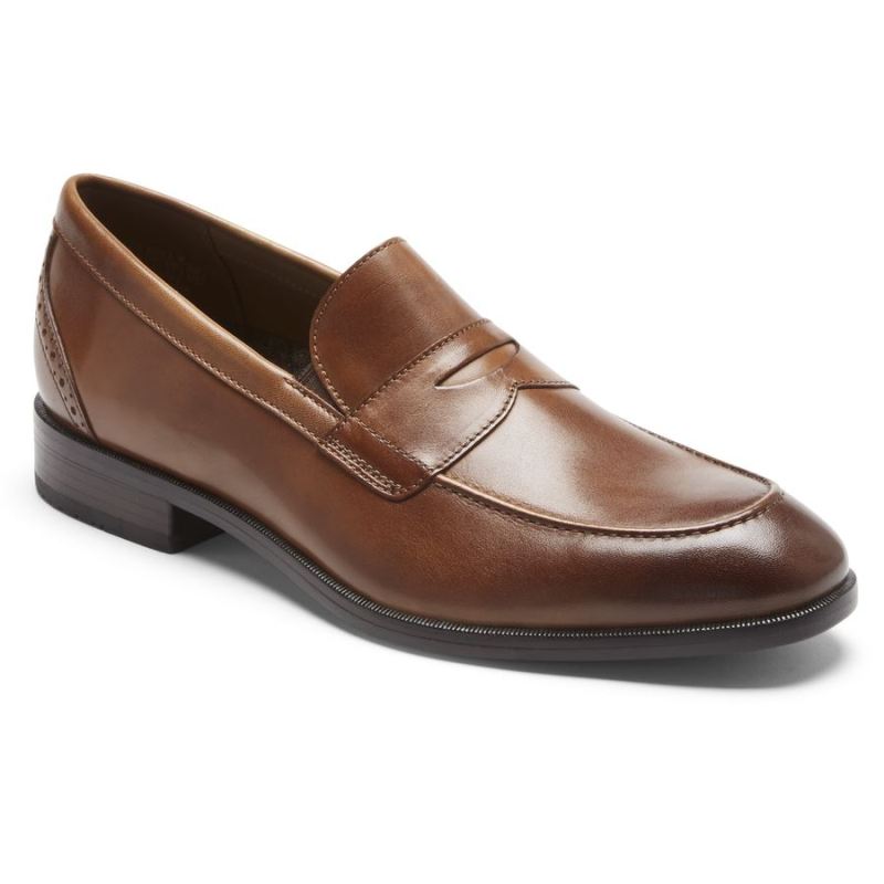 ROCKPORT - MEN'S TOTAL MOTION OFFICE PENNY LOAFER-BRITISH TAN