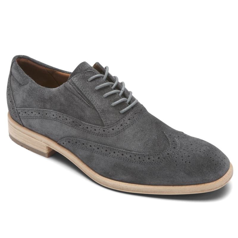 ROCKPORT - MEN'S TOTAL MOTION OFFICE WINGTIP-GREY SUEDE