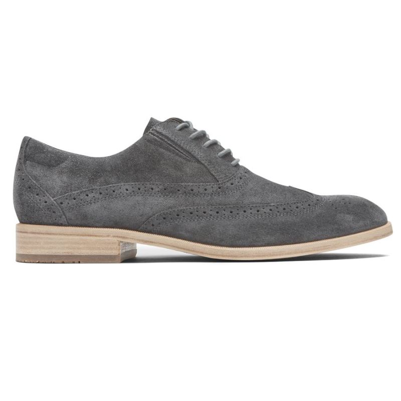 ROCKPORT - MEN'S TOTAL MOTION OFFICE WINGTIP-GREY SUEDE