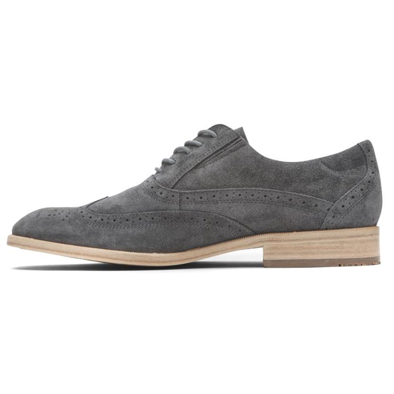 ROCKPORT - MEN'S TOTAL MOTION OFFICE WINGTIP-GREY SUEDE