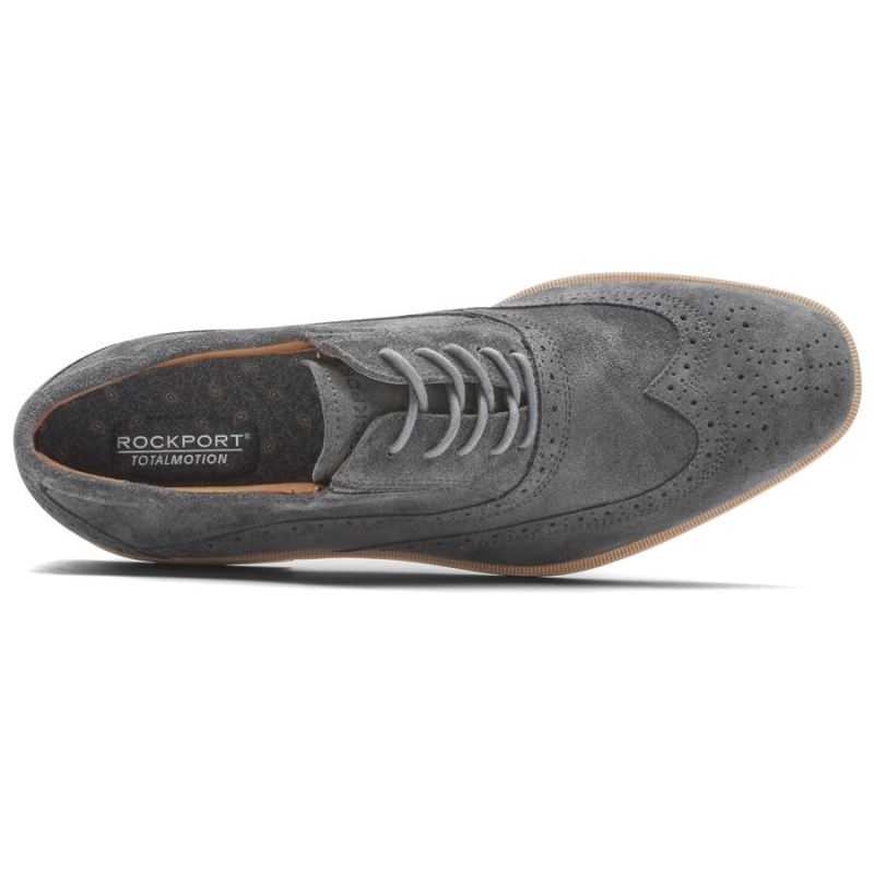 ROCKPORT - MEN'S TOTAL MOTION OFFICE WINGTIP-GREY SUEDE