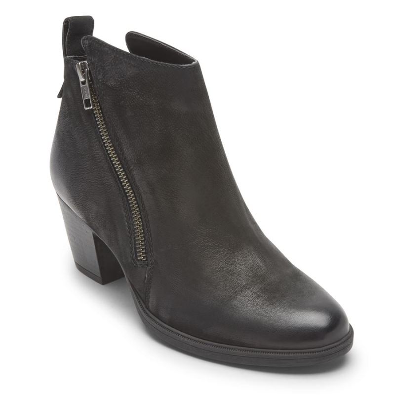 ROCKPORT - WOMEN'S MADDIE ANKLE ZIP BOOT-BLACK